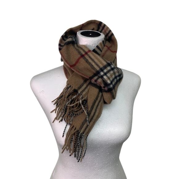 NWT New Valentin Fraas Womens One Size 100% Lambs Wool Tan Plaid Fringe Scarf - Picture 2 of 5